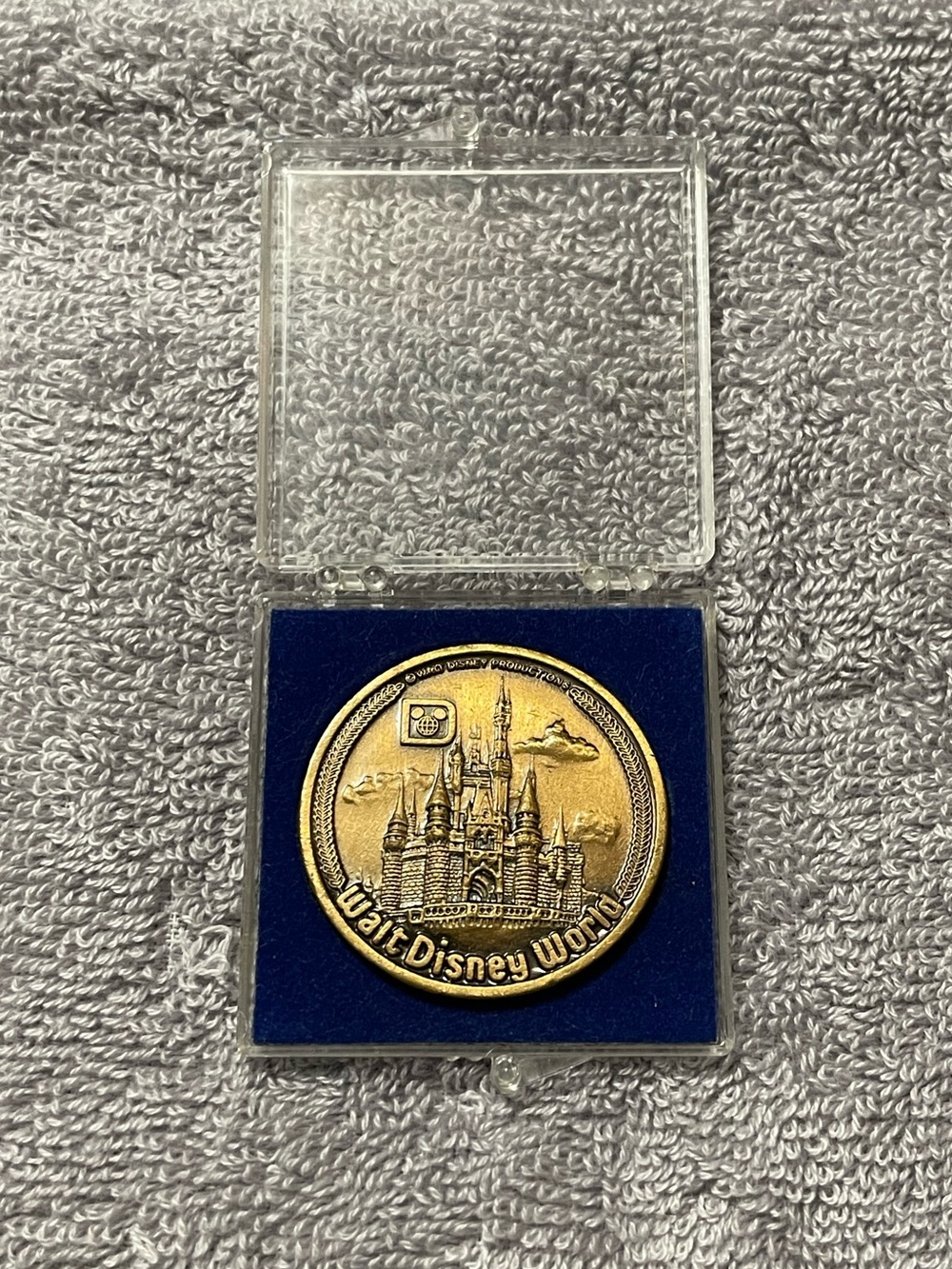 Disney Gold Castle Commemorative Coin with Blue Display Pad